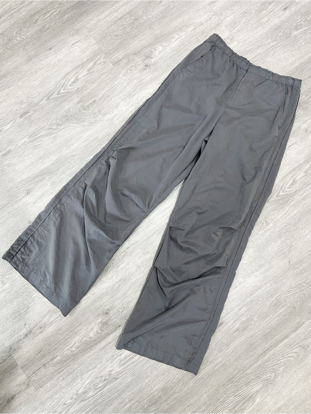 Zara Women's Wide-Leg Elastic-Waist Pants - Charcoal Gray
